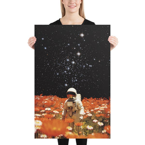 Astronaut in Orange Flower Field