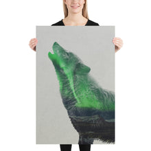 Load image into Gallery viewer, Wolf Howling In The Aurora Borealis
